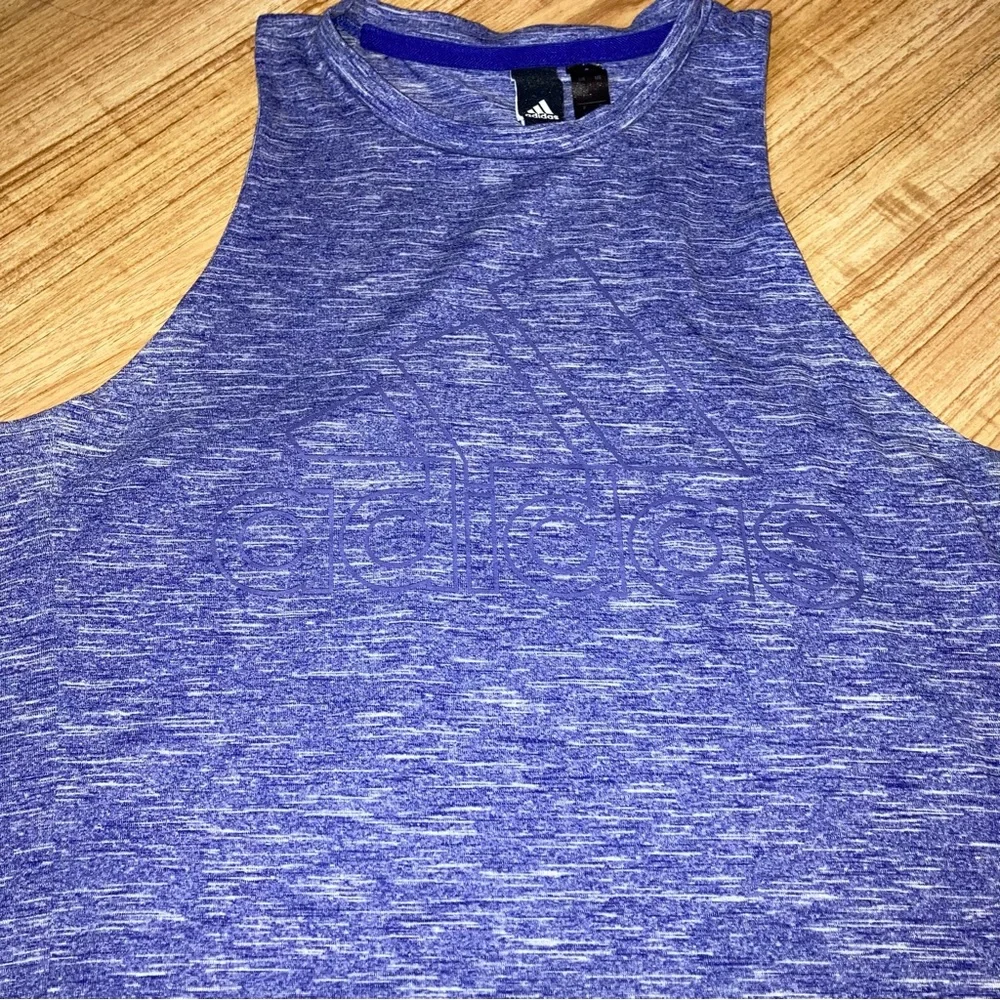Adidas Purple High Neck Logo Muscle Tank - Picture 2 of 5